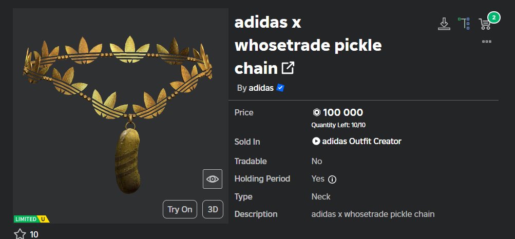 jona_ugc's tweet photo. Adidas released a new chain for 100,000 robux👀
@Chaseroony
#RobloxDev #ROBLOX #news #robloxnews https://t.co/3UFdbW2NII