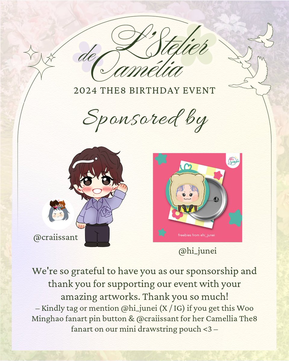 WARTEGMM89's tweet photo. Special thanks to:
@YellowStar_97 
@_Aries_1789 
@SparkleSea_the8 
@Real_yibeidao 
@The8_Scorpio 
For giving us the permission to use their pictures for our decoration💚

@leafy_design
For these pretty designs 💚

@craiissant  and @hi_junei 
As our sponsorship for this event 💚 https://t.co/1Z5t0bZfKB