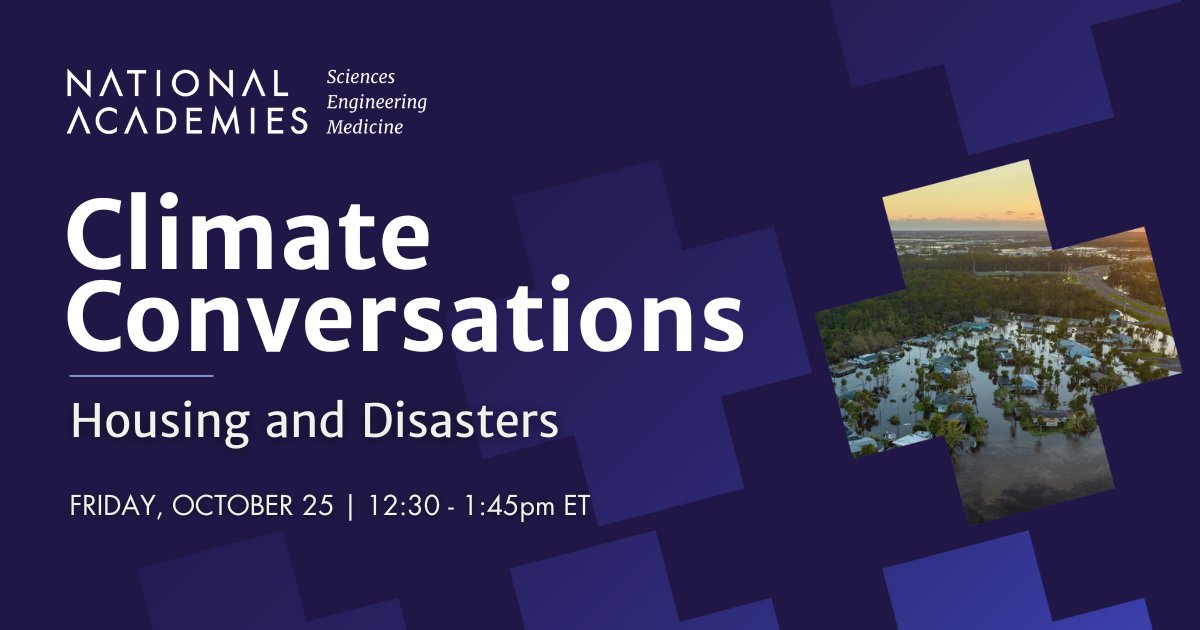 theNASciences's tweet image. How can homes be more resilient amidst intensifying #ClimateChange and back-to-back disasters? Join @theNASEM on 10/25 for a Climate Conversation webinar on housing and disasters. Learn more and register: ow.ly/3f0e50TPR6b #ClimateConversations
