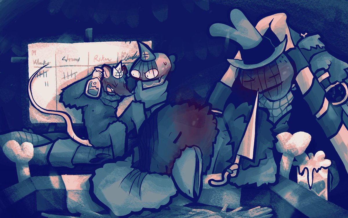 cotltober day 22 get drunk

the stinky rat man has his leaf on but he still should put everything else back on >:(