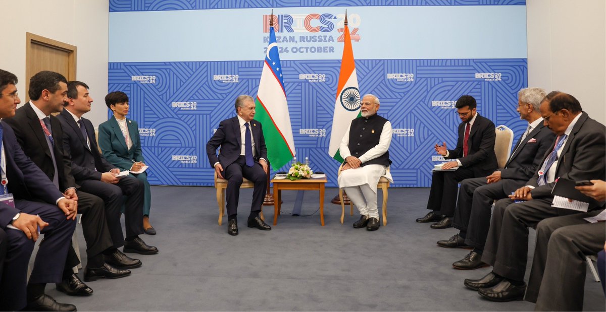 Narendra Modi (@narendramodi) on Twitter photo Had a wonderful meeting with President Shavkat Mirziyoyev in Kazan. Discussed ways to boost bilateral cooperation between India and Uzbekistan including trade and cultural linkages.
<a href="/president_uz/">Shavkat Mirziyoyev's Press-service</a> Had a wonderful meeting with President Shavkat Mirziyoyev in Kazan. Discussed ways to boost bilateral cooperation between India and Uzbekistan including trade and cultural linkages.
<a href="/president_uz/">Shavkat Mirziyoyev's Press-service</a>