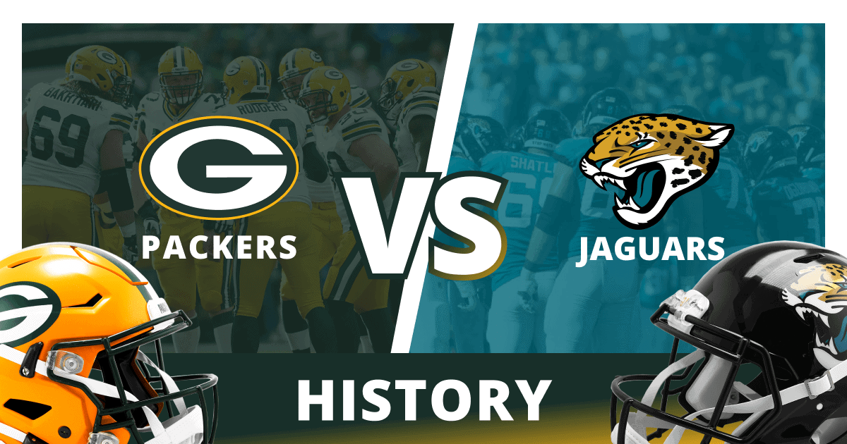 packer_land's tweet photo. Green Bay Packers vs Jacksonville Jaguars (5-2), their 2nd rarest rival in their NFL history. 

Favre vs Brunell in their 1st matchup (1995). Rodgers vs Jake Luton in their last (2020). Love vs Lawrence this Sunday. 

#GoPackGo #Packers #Jaguars #GBvsJAX https://t.co/8ksBkQNCHz