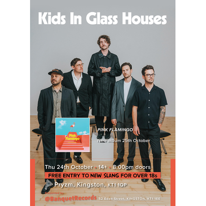 copies of the Banquet-version of the new Kids In Glass Houses record have just arrived. 

what a band. Thursday will be their fifth show for us but first in over a decade. last of the tickets, and chance to get a Personally Signed copy of Pink Flamingo at banquetrecords.com/search?a=Kids+…