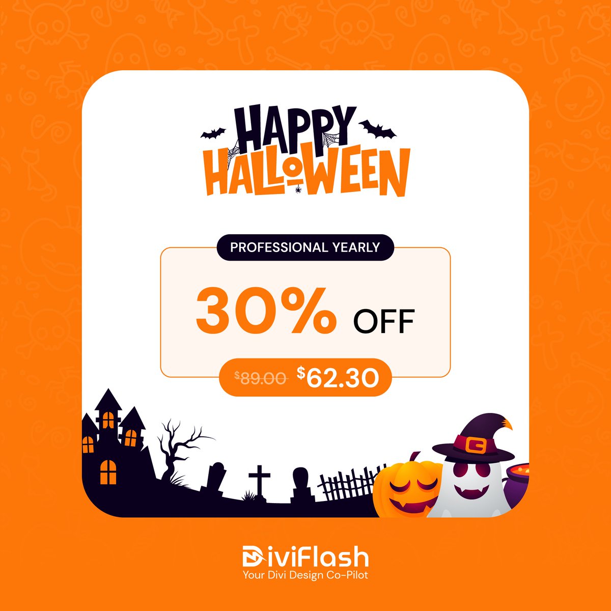 DiviFlash's tweet image. 🎃 Spooktacular Halloween Deals Are Here! 🎃

Get up to 35% OFF on DiviFlash —our biggest sale of the season! Whether you&apos;re a solopreneur, freelancer, or agency, there&apos;s a plan to fit your needs. 👻

#HalloweenDeals #DiviFlash #DiviBuilder #DiviPlugins  #HalloweenSpecial