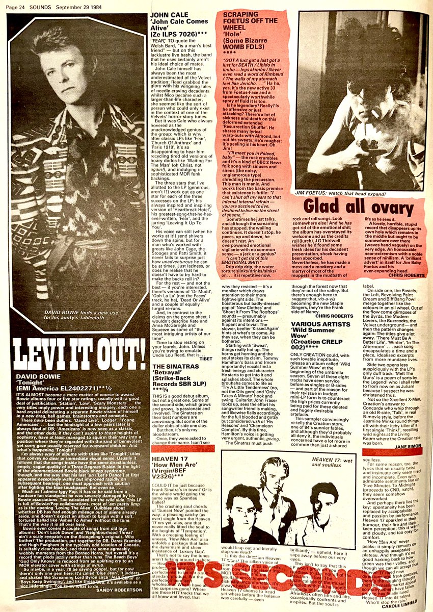 ZoundsAbound's tweet image. Fab reviews for ‘We Want Moore’ by @gmooreofficial for ‘Knife’ by #AztecCamera for ‘Hole’ by #ScrapingFoetusOffTheWheel, for ‘Some Great Reward’ by @depechemode for ‘Animalize’ by @kiss &amp;amp; 5⭐️for ‘Step Forward’ by #PortionControl &amp;amp; ‘Swept Away’ by @DianaRoss 

Sounds Sep 29th 1984