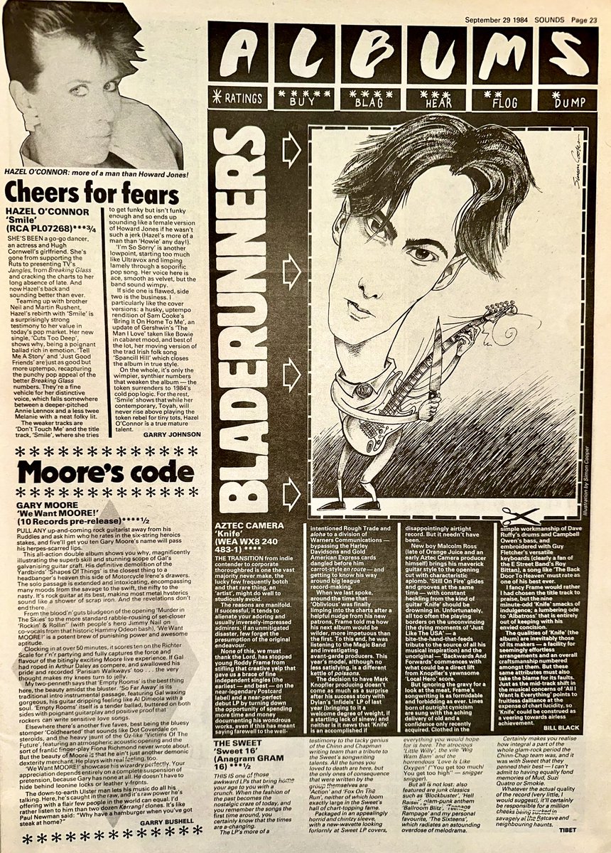ZoundsAbound's tweet image. Fab reviews for ‘We Want Moore’ by @gmooreofficial for ‘Knife’ by #AztecCamera for ‘Hole’ by #ScrapingFoetusOffTheWheel, for ‘Some Great Reward’ by @depechemode for ‘Animalize’ by @kiss &amp;amp; 5⭐️for ‘Step Forward’ by #PortionControl &amp;amp; ‘Swept Away’ by @DianaRoss 

Sounds Sep 29th 1984