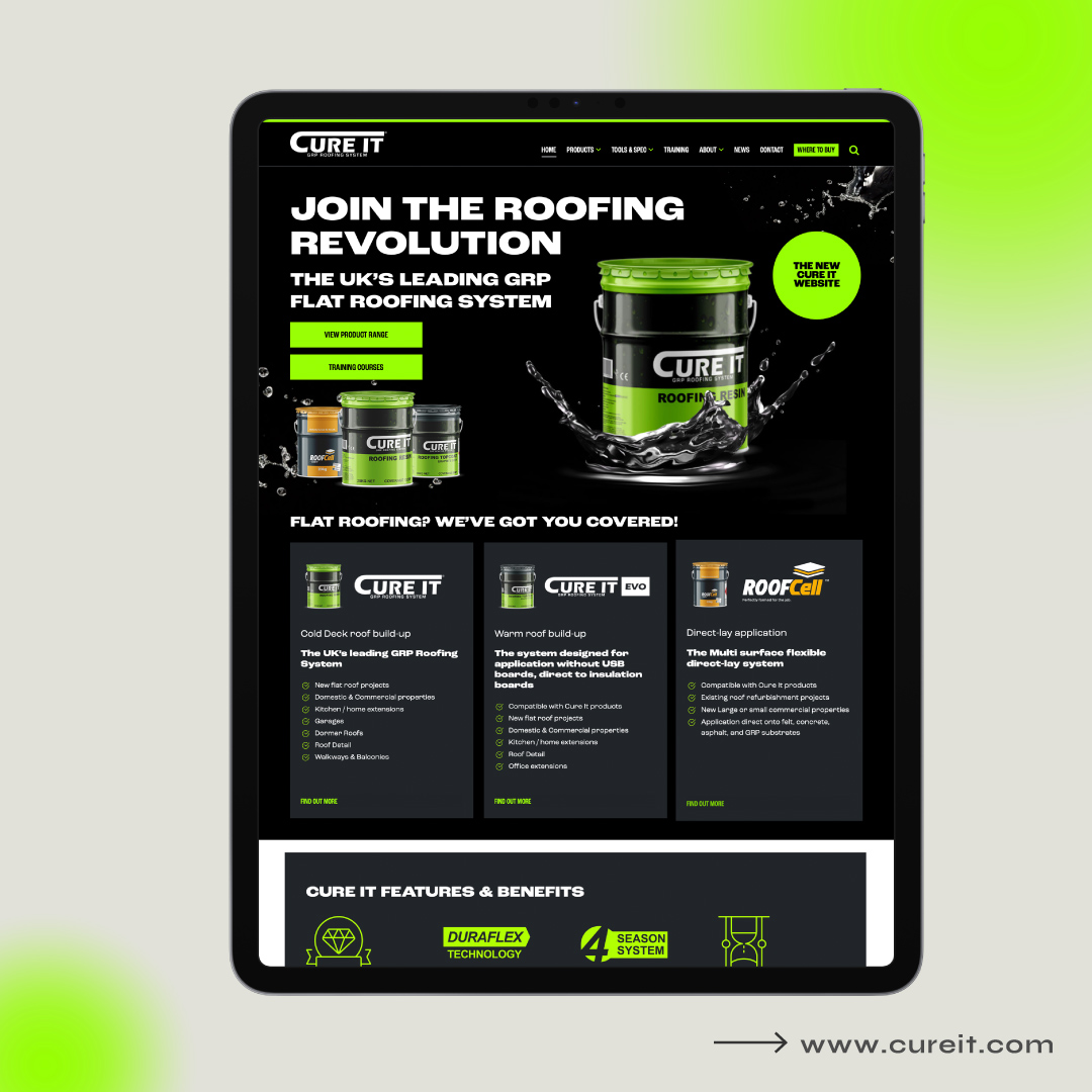 icgagency's tweet image. It was a pleasure creating a new website for Cure It 🤩

The new website packs a punch with bold new pages &amp;amp; a handy tool to aid roofing professionals. 

Check out our latest blog to learn more!👇 
tinyurl.com/3bemxu7x

#ICG30 #CureIt #ClientProject