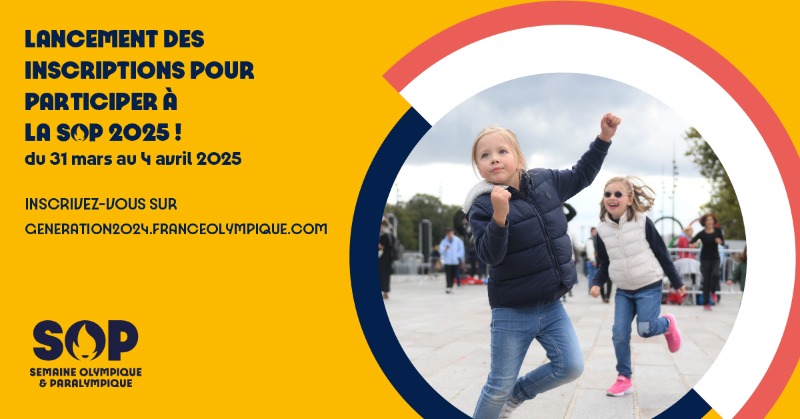 FranceOlympique's tweet photo. [#SOP2025]
Les inscriptions à la SOP 2025 sont ouvertes pour les établissements scolaires et universitaires !
 
📆 Prenez part à cette aventure sportive et culturelle qui se déroulera du 31 mars au 4 avril 2025
 
🎉 Inscrivez votre classe et/ou votre établissement dès maintenant