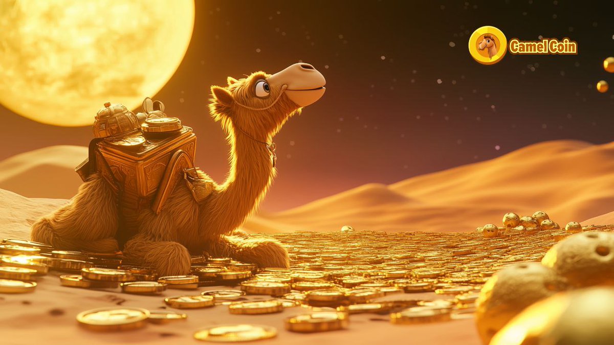 Under the golden moon, the CamelCoin treasure is waiting! 🌕🐫💰 In this desert, fortune shines bright join the ride and stack your CamelCoins! 🚀✨ #CamelCoin #memecoin  #Blockchain