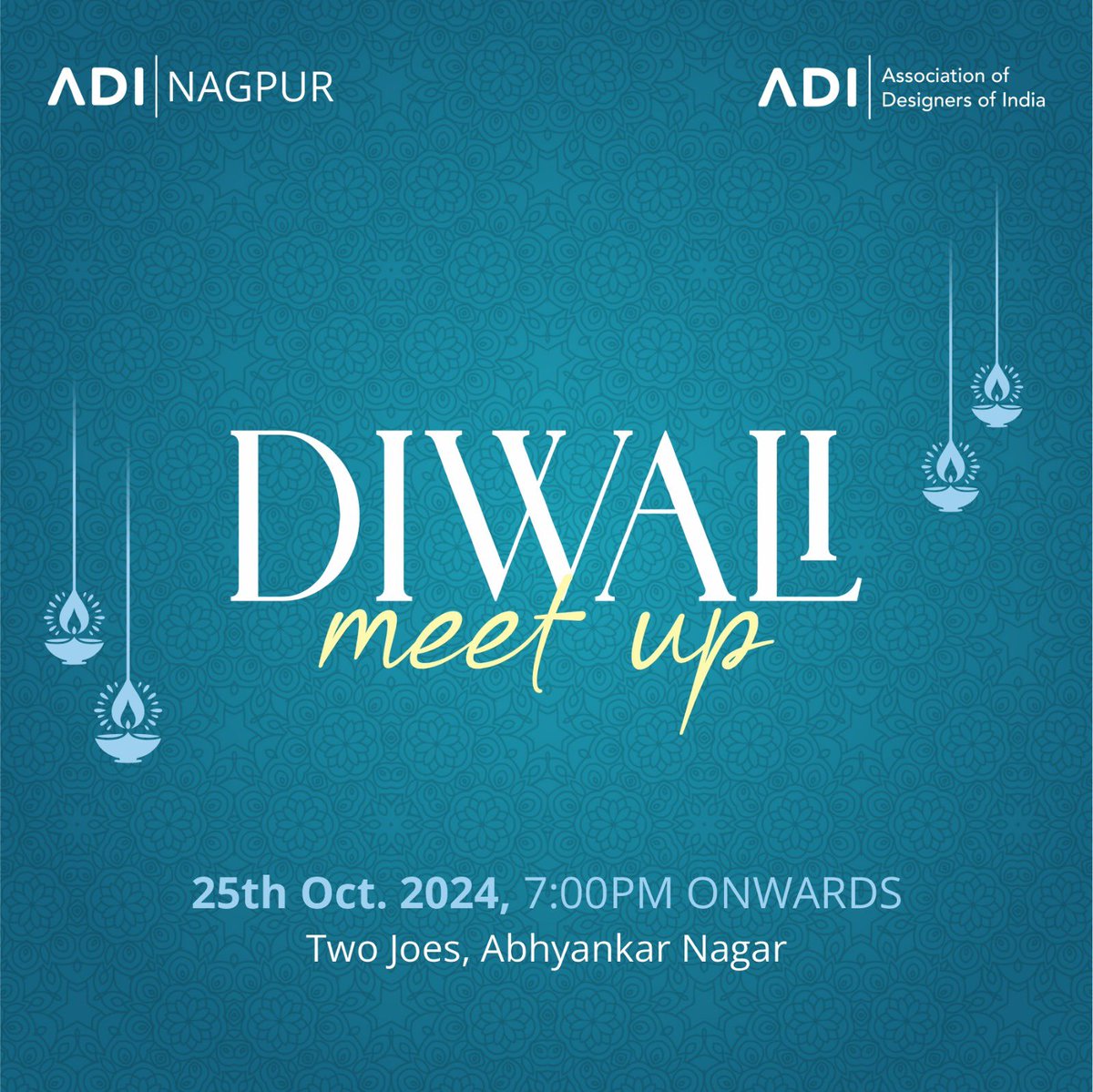Namaskar Nagpurkars!!!

Join us for an evening filled with great conversations, fresh ideas, and festive fun. Let’s gather,relax &amp; connect in good company!
#adi #associationofdesignersofindia #adinag #adinagpur #nagpurmeetup #diwalimeetup #indiandesigncommunity #designersinnagpur