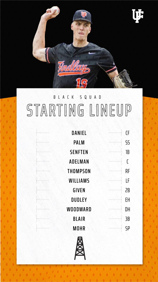 UF_Baseball_'s tweet photo. First pitch of the Black v. Orange World Series is tonight at 6:05! 

The Orange Squad is managed by Senior LHP Logan Bragg, and Senior INF Joe Kroeger.

The Black Squad is managed by Senior LHP Will Rouse, and C Austin Adelman.

Here is how each side will lineup for game 1. https://t.co/QzFadRNEiP