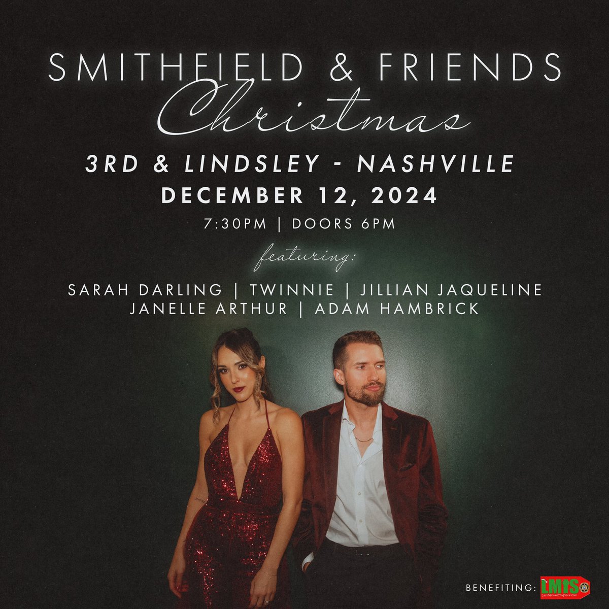 The 5th annual SmithField and Friends Christmas show is coming to town! Join us and our friends <a href="/_SarahDarling/">Sarah Darling</a> <a href="/JanelleOArthur/">Janelle Arthur</a> <a href="/TwinnieOfficial/">TWINNIE</a> <a href="/jillianjmusic/">Jillian Jacqueline</a> and <a href="/adamhambrick/">Adam Hambrick</a> at <a href="/3rdandLindsley/">3rd and Lindsley</a> December 12, 2024! Tickets go on sale at 10am CT THIS FRIDAY 10.25! 

🧸🎁We are
