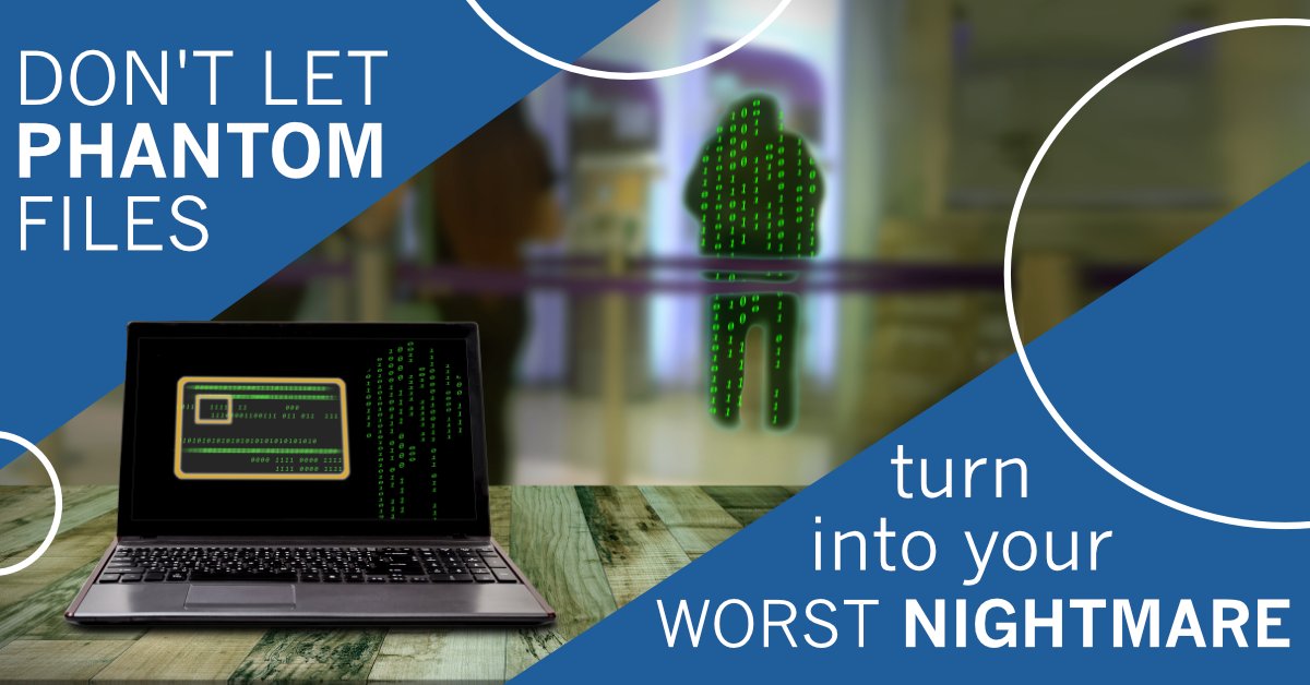 technosisinc's tweet photo. Don't let phantom files turn into your organization's worst nightmare! Learn how these invisible threats can haunt your #cybersecurity and what you can do to eliminate them. Read our latest blog for tips on keeping your data secure! https://t.co/QjdI1SNFYt https://t.co/5MMIMN3vqH