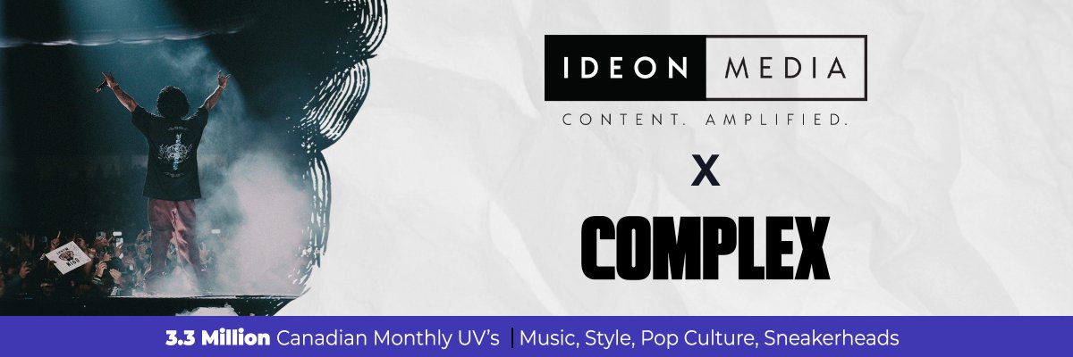 IdeonMedia's tweet photo. Ideon Media announced today it will serve as the exclusive Canadian ad sales partner for @Complex, the global youth entertainment network with over 3.3M+ Canadian visitors monthly: 

https://t.co/juZ4MxdbRS https://t.co/9sE4iT6wRE