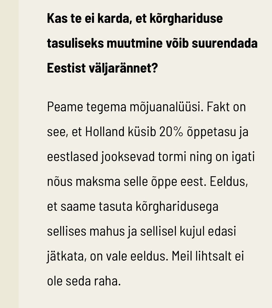 Olles käinud ise mõlemas riigis ülikoolis, siis iga kell maksan enne Hollandi hariduse kui Eesti hariduse eest, aitäh. 🙏🏻