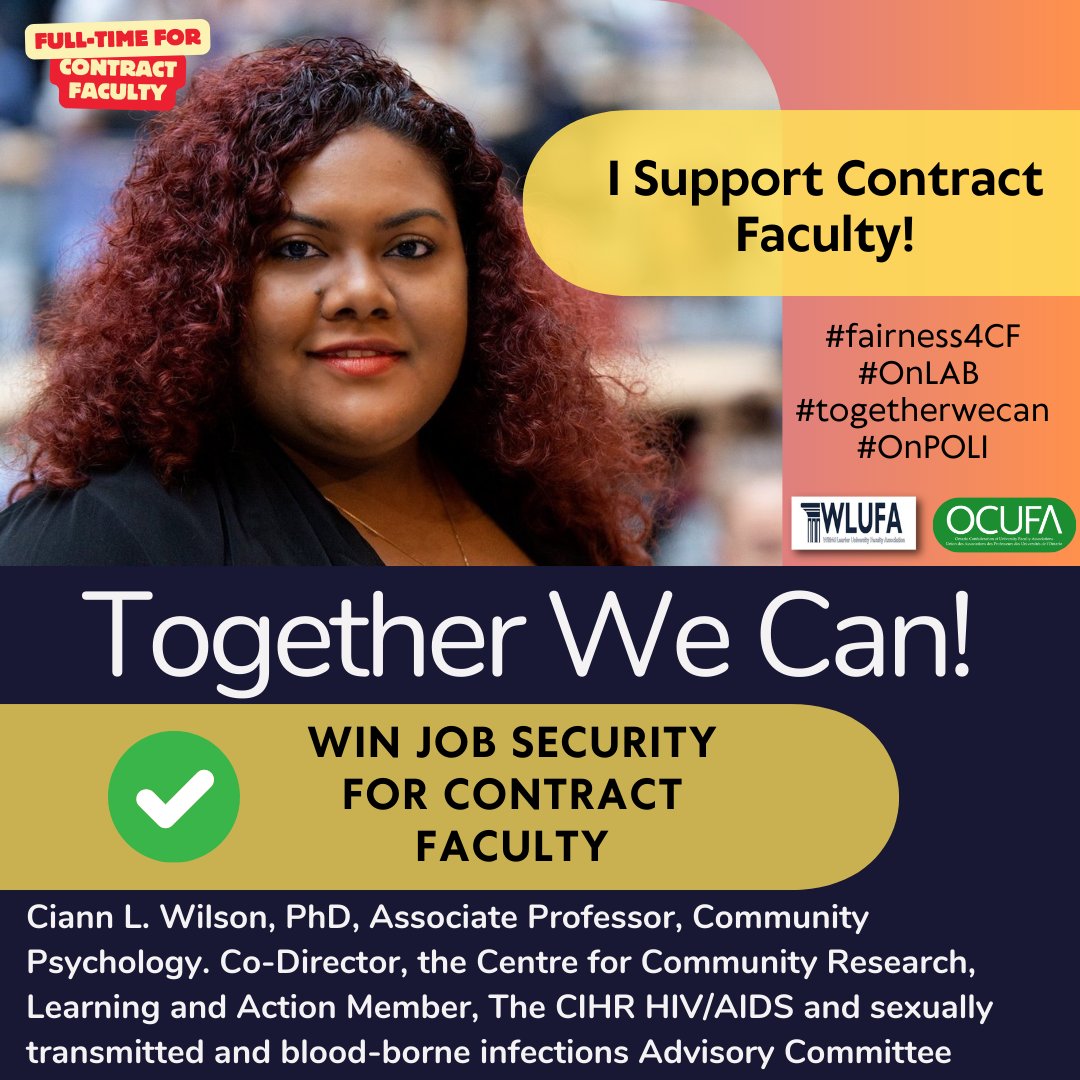 WLUFA's tweet image. It’s Contract Faculty Fair Employment Week! WLUFA Members and staff are raising awareness about CF #precarity and #unfair working conditions. We’re live in Brantford today and Waterloo tomorrow—stop by to show your support and #solidarity. #Fairness4CF @OCUFA  @CAUT_ACPPU