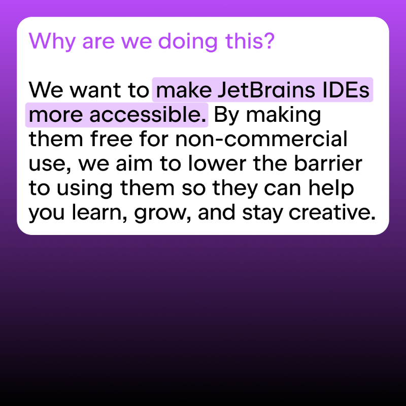 jetbrains's tweet photo. 🎉 Exciting news for @WebStormIDE and @JetBrainsRider users! WebStorm and Rider are now free for non-commercial use.