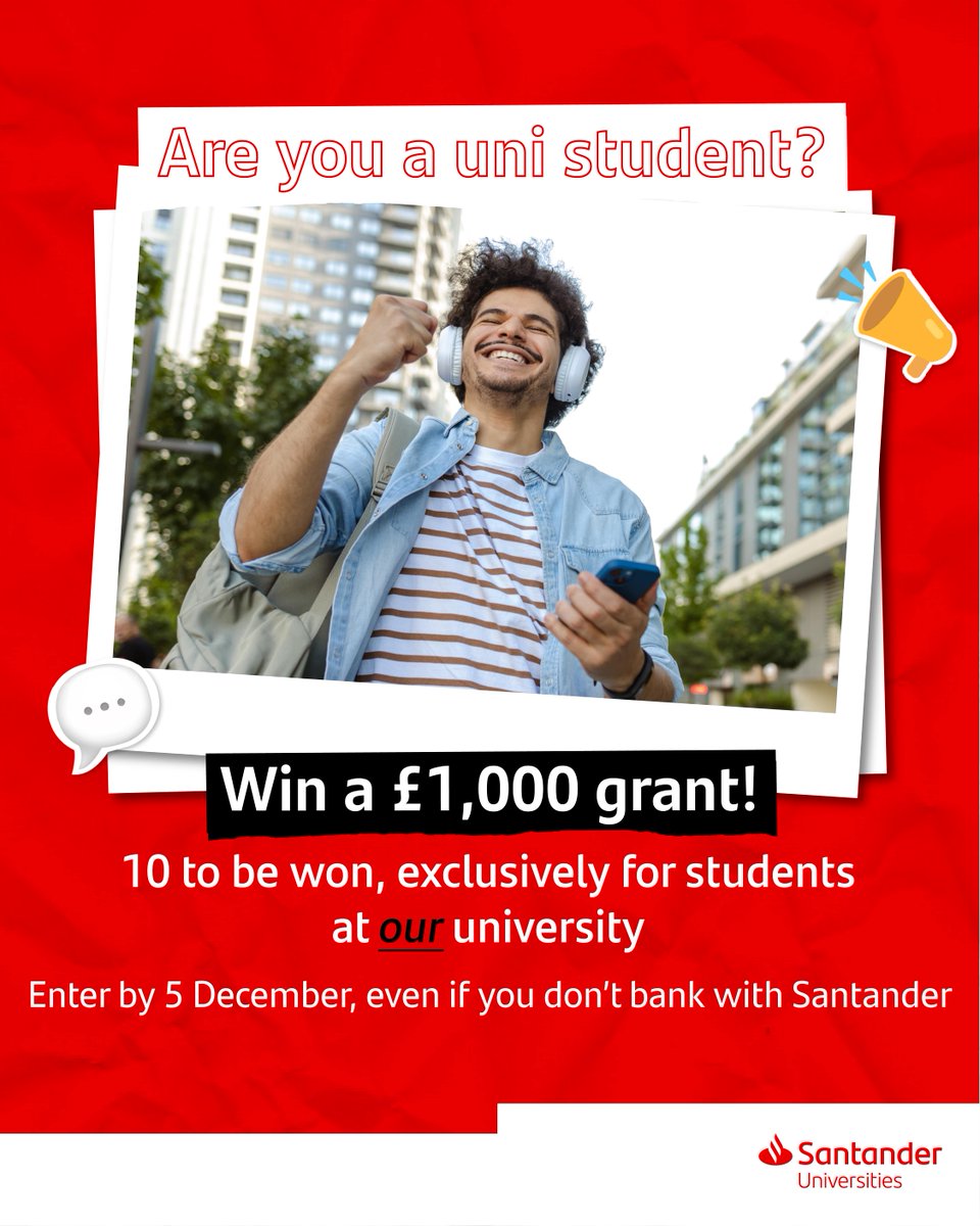 Aston University (@astonuniversity) on Twitter photo Calling all Aston students – there’s £10,000 up for grabs with <a href="/Santanderuk/">Santander UK</a> Brighter Futures Grants! We’re working with them to give away 10 awards of £1,000 exclusively for our students. Enter by 5 December for a chance to win. #SantanderBrighterFutures
shorturl.at/ZEwMg Calling all Aston students – there’s £10,000 up for grabs with <a href="/Santanderuk/">Santander UK</a> Brighter Futures Grants! We’re working with them to give away 10 awards of £1,000 exclusively for our students. Enter by 5 December for a chance to win. #SantanderBrighterFutures
shorturl.at/ZEwMg