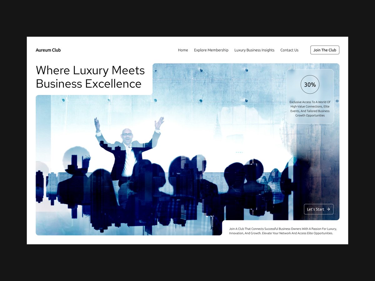 PixavailStudio's tweet photo. 🚀 A stunning header design for Aureum Club, an exclusive business club for elite entrepreneurs.

#elitebusinessowner #luxurybusinessowner #topbusinessmanclub #businessclub #businessclubwebsite #ownersclub #websitedesign #websites #designstudio #pixavailstudio #dailyui #ui #ux https://t.co/IeHqkv4y8M