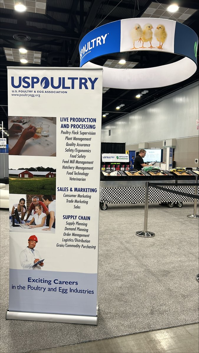 USPOULTRY1947's tweet photo. We're ready for students to arrive for opening day at #FFA24! Stop by Booth 910 and visit w/ the #USPOULTRY team & members from @WS_Farms, Farbest Foods, @CobbVantress, Mountaire, Pilgrim's & @PerdueFarms to learn about exciting career opportunities in the 🐓🥚 🦃 industries! https://t.co/toOgtSFUsJ