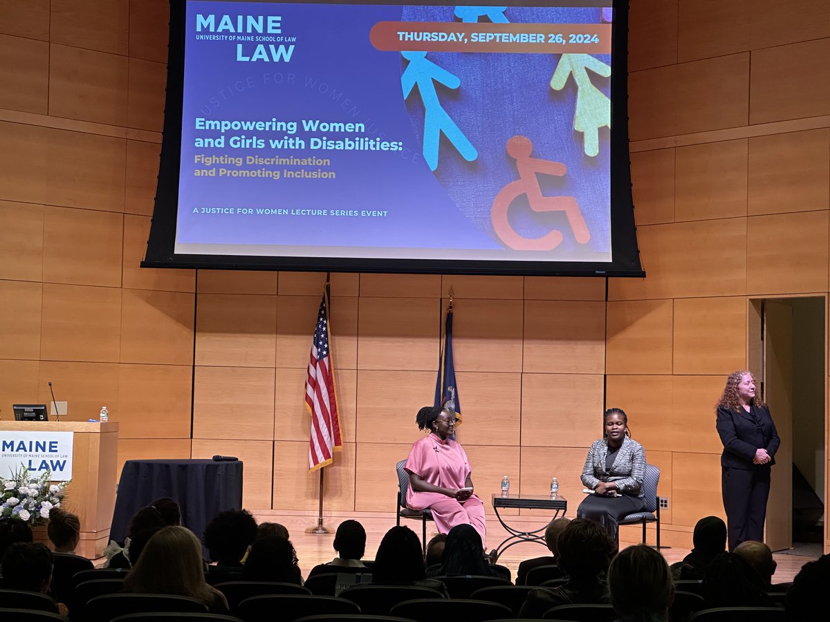 TheActionKenya's tweet photo. Maria Omare, our Founder and Executive Director at The Action Foundation, together with Juliet Muema, our Young Women and Girls Empowerment Program Officer, recently had the honour of being the featured speakers at the 2024 Justice for Women Lecture Series at the University of Maine.

This event focused on advancing the rights and dignity of women and girls with disabilities. Centred on the theme: “Empowering Women and Girls with Disabilities; Fighting Discrimination, and Promoting Inclusion”, the discussion delved into the unique challenges that young women and girls with disabilities face in their daily lives, from systemic discrimination to societal barriers that hinder their full participation in education, employment, and community life.

To read more about the lecture series, kindly click the link below:
https://t.co/4AbhIUqbIv 

Image Descriptions:
Image 1: 
Maria Omare, our Executive Director, and Juliet Muema, our Young Women and Girls Empowerment Officer, seated on stage engaged in a panel discussion

Image 2:
A group photo of Maria Omare, our Executive Director, Andine Sutarjadi WomenStrong International Board Member, Cathy Lee , Convener - Justice for Women Lecture Series , Michelle A. Lambert - WomenStrong International and Juliet Muema, our Young Women and Girls Empowerment Program Officer

Image 3: 
Maria Omare standing at a podium delivering her speech at the 2024 Justice for Women Lecture Series at the University of Maine