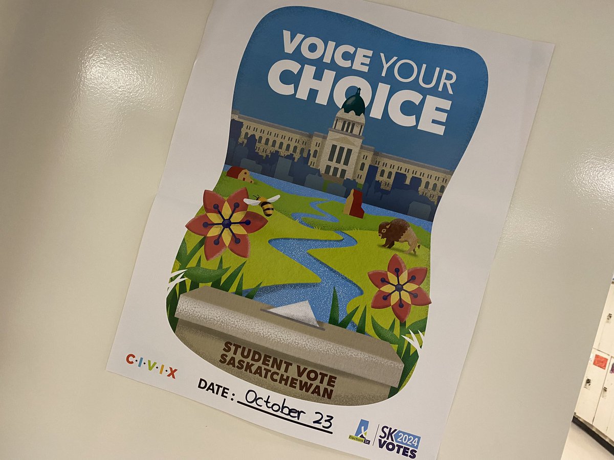 ColleenDueck's tweet photo. Today students will #voicetheirchoice at the official CRS #StudentVoteSK Democracy in action! @CIVIX_Canada #spslearn @StoonPubSchools https://t.co/YAlrLgCHpe
