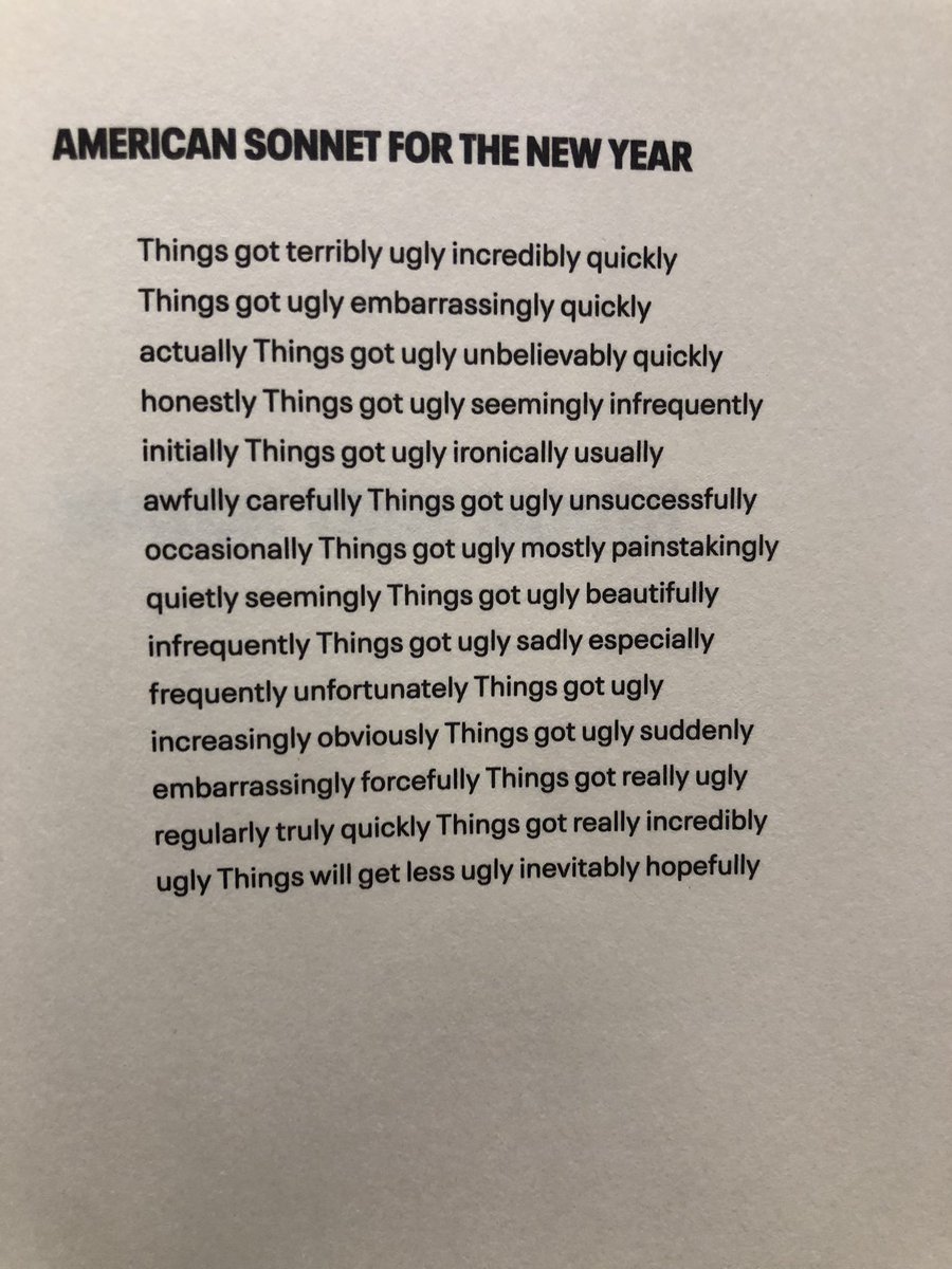 Evidence that sometimes you should break all the rules (after you’ve mastered them). This poem by Terrance Hayes. All telling, no showing. Dozens of adverbs.