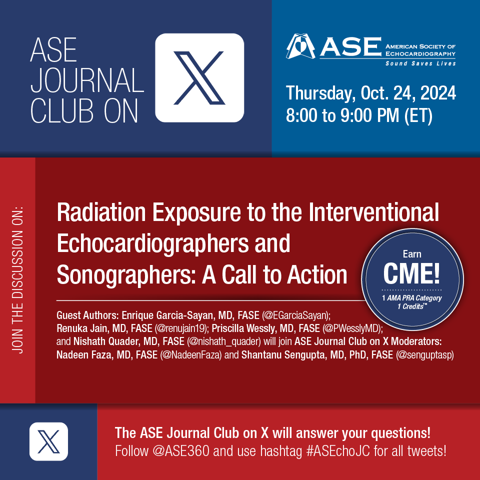 Nadeen N. Faza, M.D. (@nadeenfaza) on Twitter photo Join us tomorrow at 8 PM ET for #ASEchoJC discussing☢️exposure in #iecho!
Excited to co-moderate this session with <a href="/senguptasp/">Shantanu Sengupta</a> as we feature authors <a href="/EGarciaSayan/">Enrique Garcia-Sayan, MD, FACC, FASE</a> <a href="/renujain19/">Renu</a> <a href="/PWesslyMD/">Priscilla Wessly</a> <a href="/nishath_quader/">Nishath Quader, MD</a>!
▶️#CME: bit.ly/4exhL3Z
#EchoFirst <a href="/ASE360/">American Society of Echocardiography</a> #cardiotwitter Join us tomorrow at 8 PM ET for #ASEchoJC discussing☢️exposure in #iecho!
Excited to co-moderate this session with <a href="/senguptasp/">Shantanu Sengupta</a> as we feature authors <a href="/EGarciaSayan/">Enrique Garcia-Sayan, MD, FACC, FASE</a> <a href="/renujain19/">Renu</a> <a href="/PWesslyMD/">Priscilla Wessly</a> <a href="/nishath_quader/">Nishath Quader, MD</a>!
▶️#CME: bit.ly/4exhL3Z
#EchoFirst <a href="/ASE360/">American Society of Echocardiography</a> #cardiotwitter