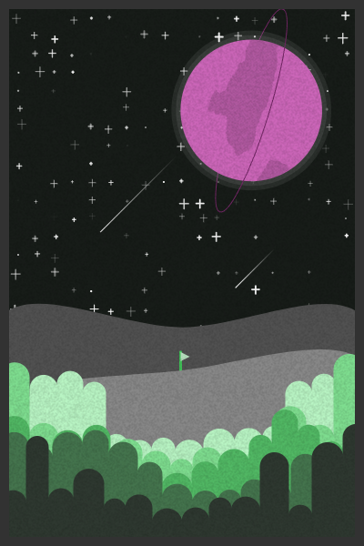 In some rare cases, a tiny flag will be set at the highest point of the mountain (there are two mountains per piece). Look at how cute it is !

#p5js #fxhash #GENTK #creativecoding #space