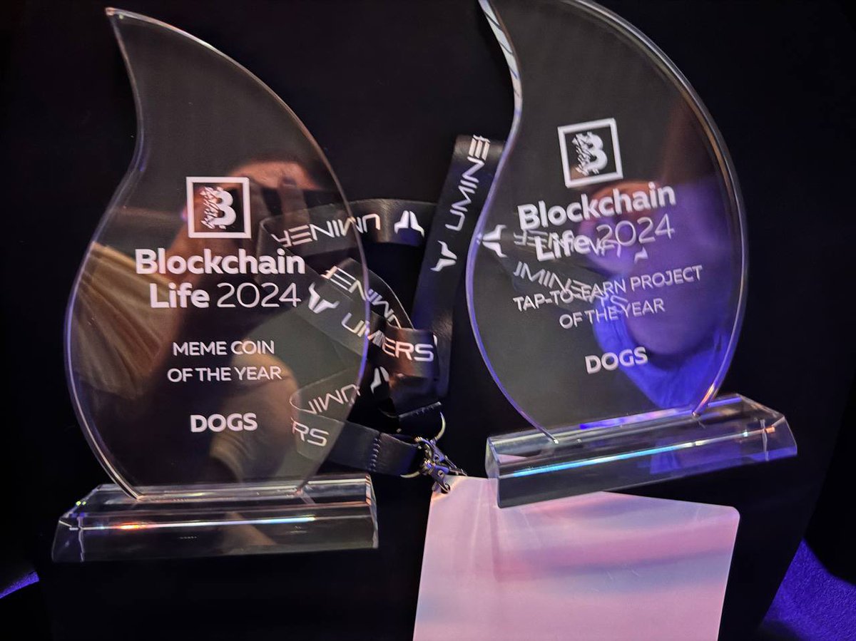 degenie's tweet image. Now $DOGS just swept TWO MAJOR AWARDS at #BlockchainLife2024! 🏆🏆

✅ Meme Coin of the Year
✅ Best Tap-to-Earn Project