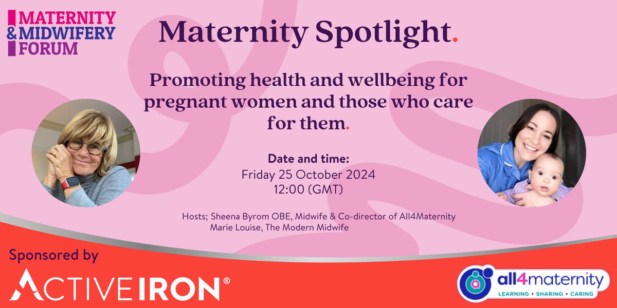 📣 FREE WEBINAR 📣
Don't forget to register for our upcoming webinar on October 25th, all about promoting health and wellbeing for pregnant women and those who care for them.

Register here bit.ly/3XND632
<a href="/all4maternity/">all4maternity</a> <a href="/modern_midwife1/">The Modern Midwife</a> <a href="/MidwiferyForum/">Maternity & Midwifery Forum</a> #Webinar #Midwives