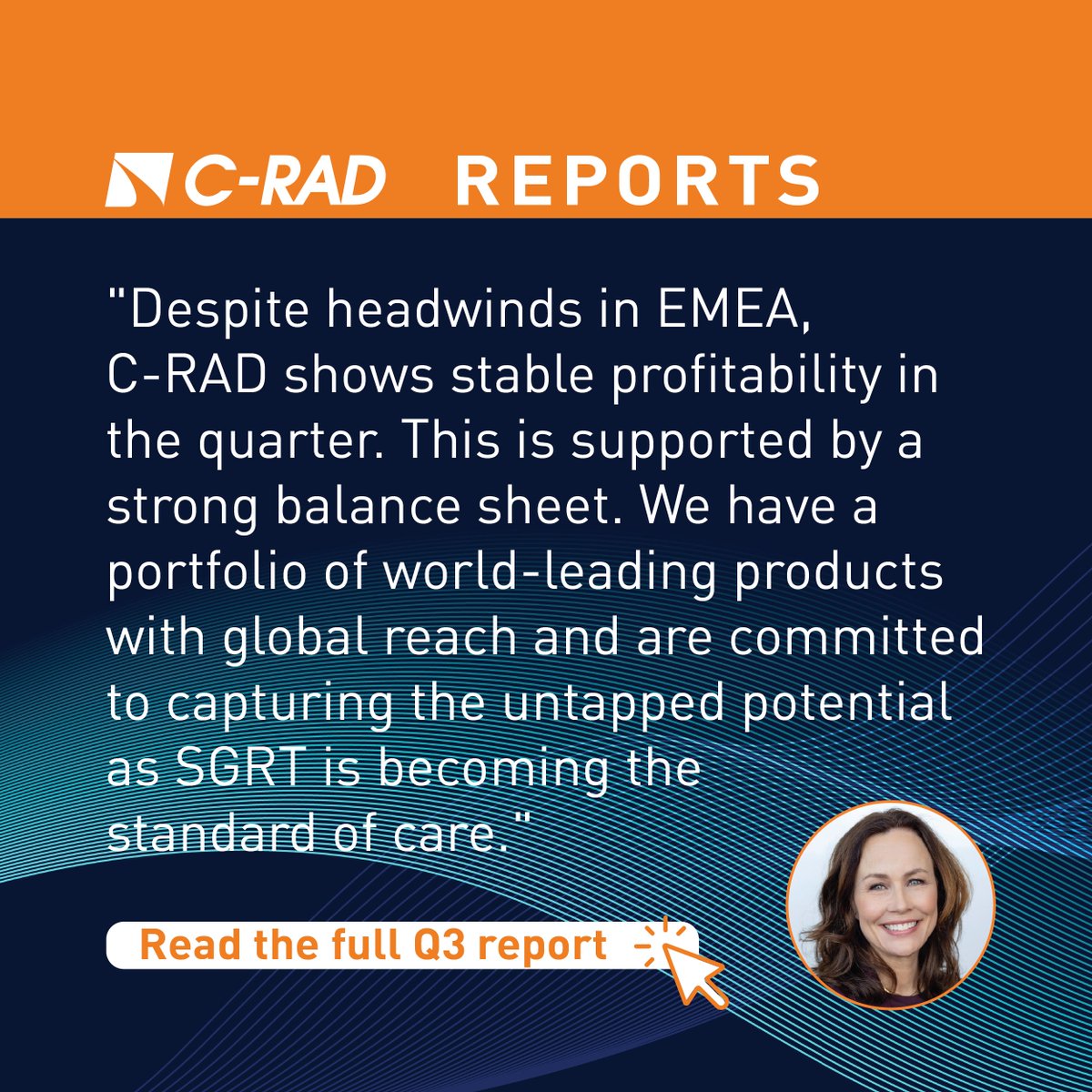 IR Q3 | Despite headwinds in EMEA, C-RAD shows stable profitability in Q3. Supported by a strong balance sheet. We are committed to capturing the untapped potential as SGRT is becoming the standard of care.  
Read more:
ENG c-rad.com/wp-content/upl…
SVE c-rad.com/wp-content/upl…