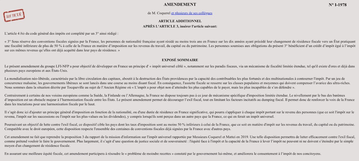 coinacademy_fr's tweet image. 🚨 L'amendement visant à imposer les français installés à l'étranger est refusé.

Il a été jugé impossible à mettre en pratique.