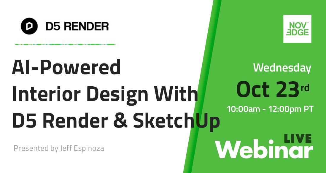 TODAY: Must watch for SketchUp users! #AI Powered Rendering with D5 Render . #SketchUp #3Drendering #D5render #InteriorDesign ow.ly/gNjQ50TQ1yq