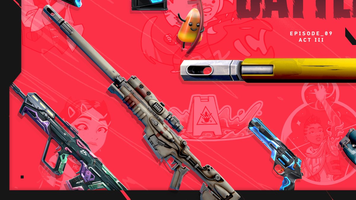 VALORANT's tweet image. Get a look at the Episode 09: Act III Battlepass.
