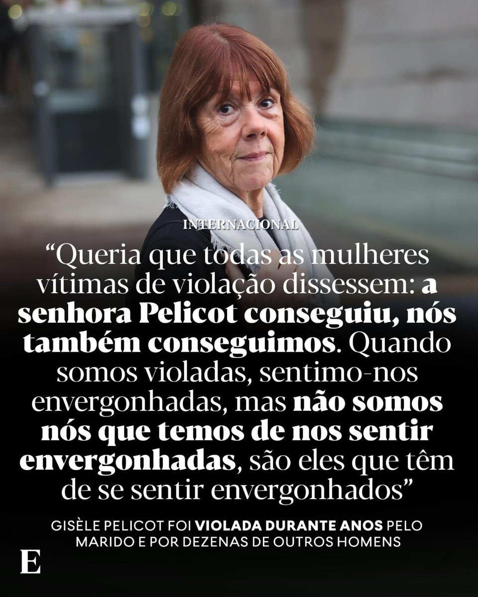 Gisèle Pelicot, francesa de 72 anos que foi sedada e violada pelo marido e por dezenas de outros homens durante quase dez anos, foi ouvida nesta quarta-feira (23) no âmbito do julgamento iniciado em setembro. 

Leia mais: expresso.pt/internacional/…

📷 Arnold Jerocki/Getty Images