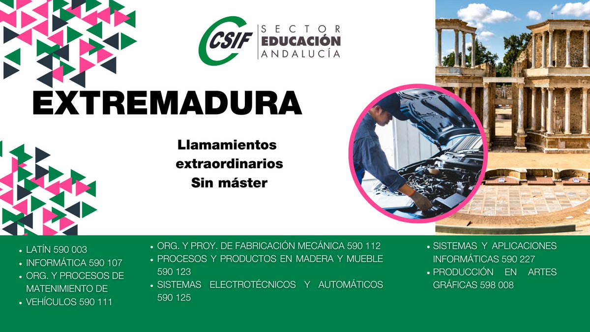 📍 BOLSAS URGENTES EN EXTREMADURA - SIN MÁSTER

📌 La Consejería de #Extremadura ha publicado la cobertura con carácter extraordinario de vacantes para el desempeño de puestos de trabajo en régimen de interinidad

✅ ESPECIALIDADES
-Latín 590 003
-Informática 590 107
-Org. Y