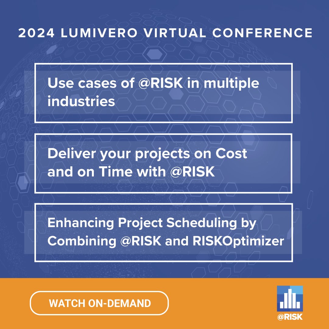 🔥 Top @RISK Sessions from the Lumivero Virtual Conference! 🔥

Register here to watch: lv.lumivero.com/lv-event-virtu….

#RiskAnalysis #ProjectManagement #RiskManagement #atRISK #Lumivero #LumiveroVirtualConference