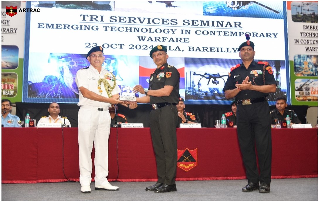 artrac_ia's tweet image. &quot;𝐉𝐨𝐢𝐧𝐭 𝐒𝐞𝐦𝐢𝐧𝐚𝐫 𝐨𝐧 𝐄𝐦𝐞𝐫𝐠𝐢𝐧𝐠 𝐓𝐞𝐜𝐡𝐧𝐨𝐥𝐨𝐠𝐢𝐞𝐬&quot;

A Tri-Services Seminar organised by Junior Leaders Academy, #JLA, Bareilly to discuss the potential of #EmergingTechnologies in modern warfare.

Junior Leaders of #IndianArmy, #IndianAirForce &amp;amp;…