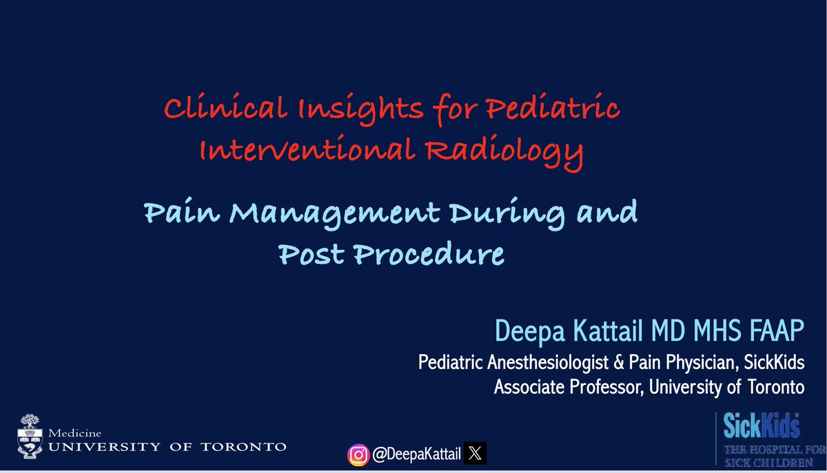 DeepaKattail's tweet photo. Presented at #SpirInToronto today, international meeting of @socpedsir hosted at @sickkidstoronto.
Emphasized importance of managing acute pain & the role of #regionalanesthesia in the IR suite.
#PedsAnes #PedsPain #anes #anesthesiology https://t.co/5r0DdNAU5H