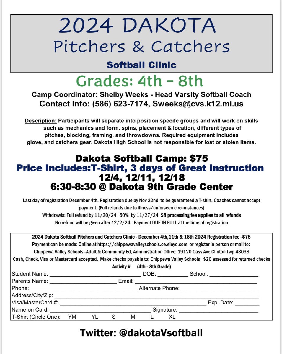 DakotaVsoftball's tweet photo. Pitchers and catchers come join your Dakota Cougars in a 3-day clinic specifically for YOU!!  🥎

Sign up at the link below! 
https://t.co/2B7yUl1nKN https://t.co/QhJRwneG1R