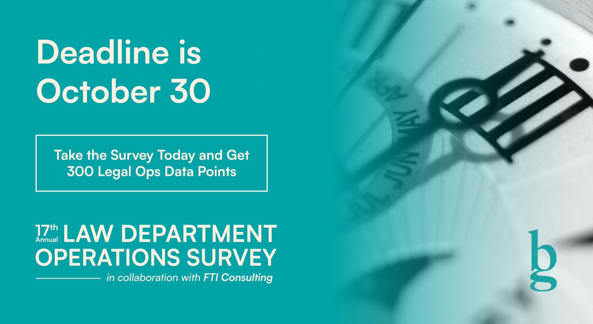 It's not too late to take the Annual LDO Survey! Get access to 300+ data points, exclusive networking invites, and insights from top legal ops leaders. Don’t miss out—take the survey by Oct. 30!
#legalops #legalAI #legaltech #legalinnovation

surveymonkey.com/r/NXXPRS3