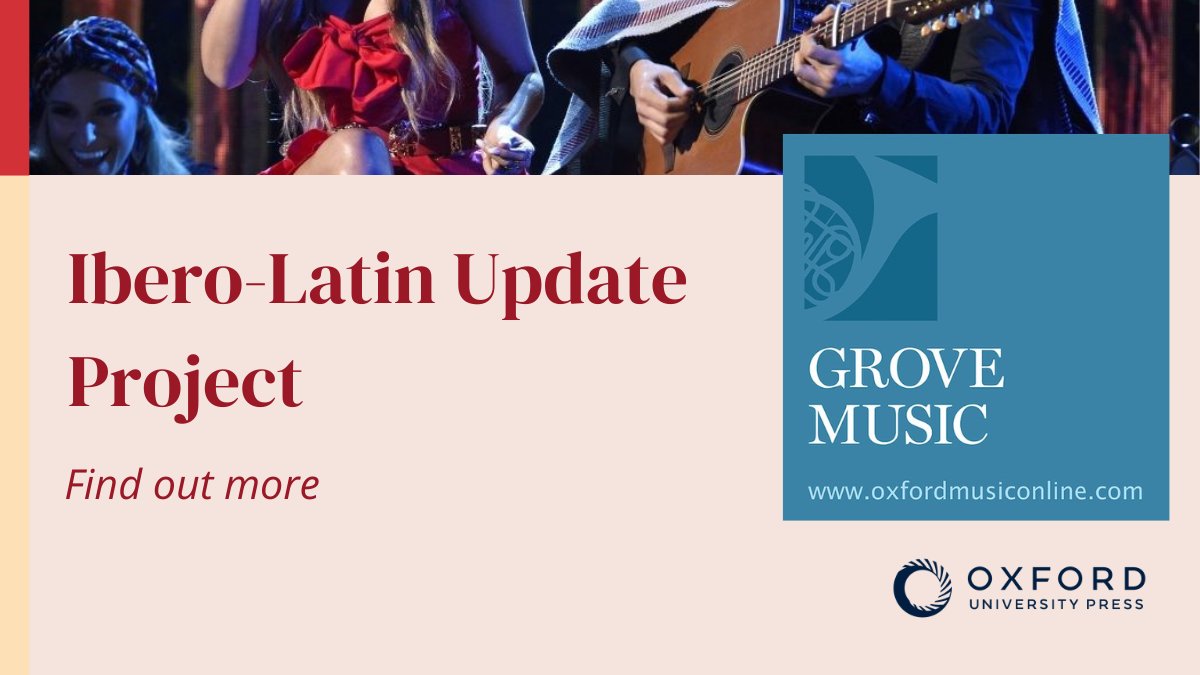 Begun in 2021, the Grove Music Online Ibero-Latin update project rethinks and updates coverage of music and musicians in the Spanish and Portuguese-speaking world.

Find out more: oxford.ly/3XUfecL