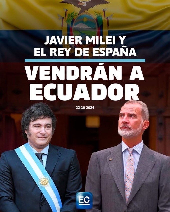polinacional98's tweet photo. Javier Milei, el Rey de España y otras autoridades visitarán
#Ecuador https://t.co/aYCY2ql0Ar... https://t.co/dOgLWZP9ra
