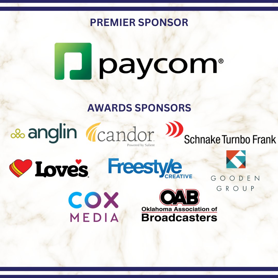 PRSA-OKC Upper Case Awards wouldn't be possible without our amazing sponsors! Special thanks to our premier sponsor, <a href="/Paycom/">Paycom</a>, &amp; our awards sponsors, Anglin PR, Candor, @stfpr, <a href="/LovesTravelStop/">Love's Travel Stops</a>, Freestyle Creative, <a href="/GoodenGroup/">Gooden Group</a>, <a href="/CoxMediaGrp/">Cox Media Group</a> &amp; Oklahoma Association of Broadcasters.
