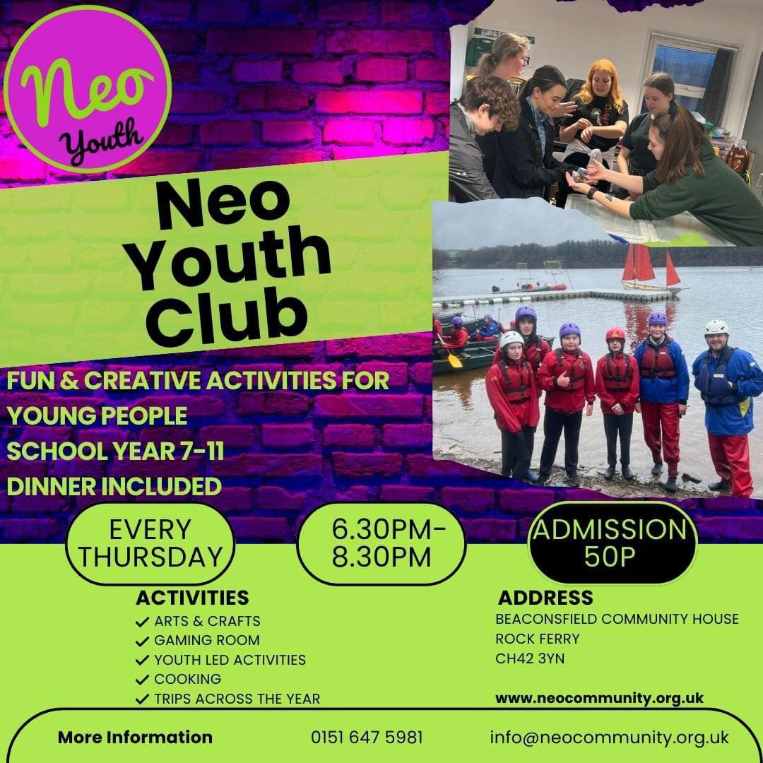 Neo Community Youth Club every Thursday from 6:30 PM to 8:30 PM!

Looking for a fun and safe place to hang out, make new friends, and enjoy exciting activities? Look no further! Our Youth Club at Neo Community offers:

🎮 Games &amp; Competitions
🎨 Arts &amp; Crafts
🏀 Sports &amp; Fitness