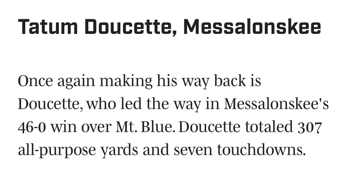 I am blessed to once again be put up for voting for Sports Illustrated’s Maine Maine Football Player of the Week. #AGTG <a href="/QBHitList/">QBHitList.com</a> <a href="/PrepRedzone/">Prep Redzone 🏈</a> <a href="/Blair7Doucette/">Coach Blair Doucette</a>