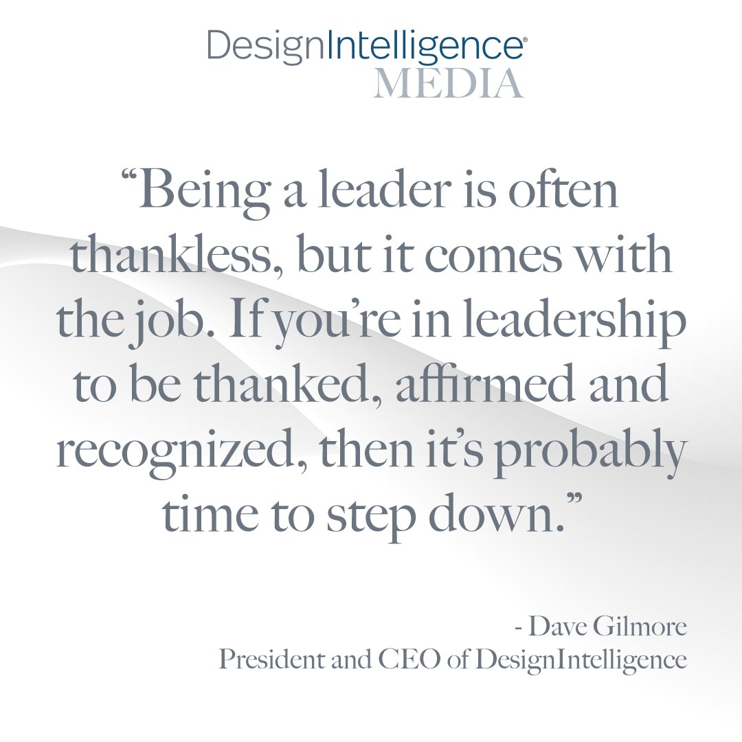 LEADERSHIP IMPACT
December 28, 2022
DI’s CEO Dave Gilmore shares a triptych of parables.
#DesignIntelligenceaec #LeadershipImpact #LeadershipDevelopment

ow.ly/4M4o50TRzKU