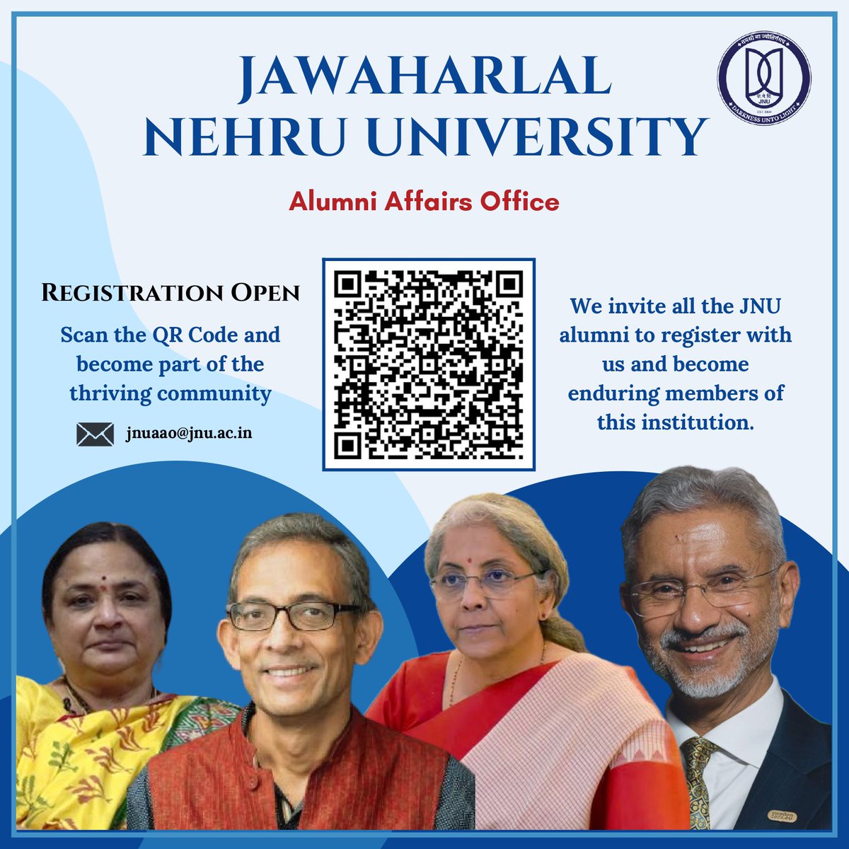 JNU Alumni are invited to register with the Alumni Affairs Office and be part of the university's distinguished legacy. Stay connected with your alma mater and fellow alumni.