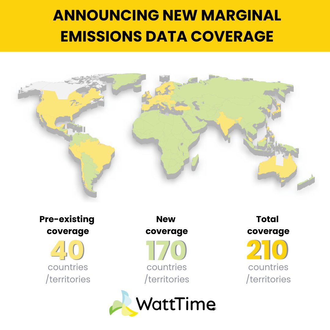 WattTime (@watttime) on Twitter photo JUST ANNOUNCED! We’ve added 170 new countries + territories to our marginal emissions dataset, which now accounts for nearly 100% of the world’s electricity use. The solutions possible with these new data can unlock >9 GT of #emissions reductions annually. prweb.com/releases/wattt… JUST ANNOUNCED! We’ve added 170 new countries + territories to our marginal emissions dataset, which now accounts for nearly 100% of the world’s electricity use. The solutions possible with these new data can unlock >9 GT of #emissions reductions annually. prweb.com/releases/wattt…